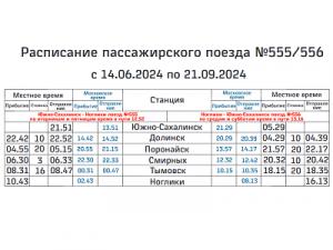 Дополнительный поезд на Ноглики начнет курсировать с 14 июня